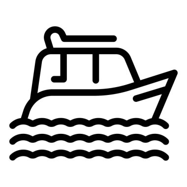 Basit bir yat çizgisi sanatı. Denizde yüzen bir yat.