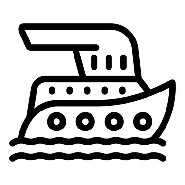 Büyük, modern bir yolcu gemisinin denize açılan çizgi sanat simgesi.