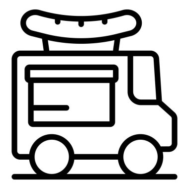 Yemek kamyonu markette sosisli sandviç satıyor, fast food sunuyor.