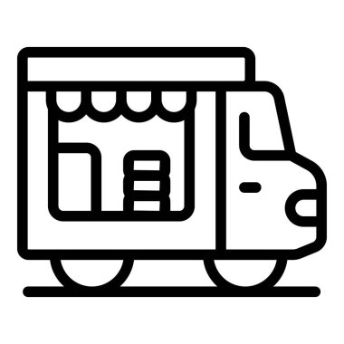 Sokak yemekleri satan bir yemek kamyonunun simgesi. Tekerlekli bir mobil dükkanı.