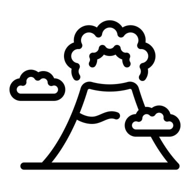 Duman ve bulutlarla patlayan basit bir volkan çizgisi.