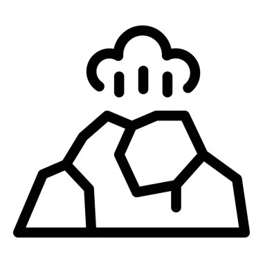 Patlayan ve havaya duman saçan basit bir volkan çizgisi simgesi.