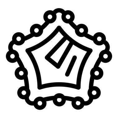 Beş köşeli yıldız şekilli bir ödülün siyah beyaz çizgisi çizimi etrafında noktalar, en iyi performansı sergilemek için mükemmel.