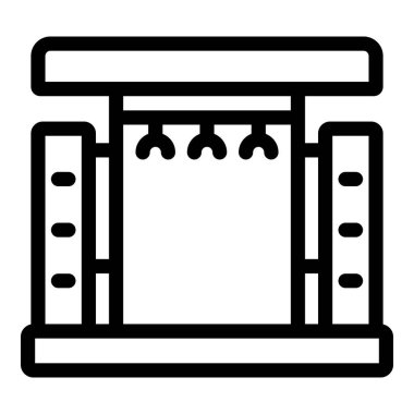 Bir binanın tepesinde ışıklar olan katlar arasında hareket eden bir asansörün basit simgesi