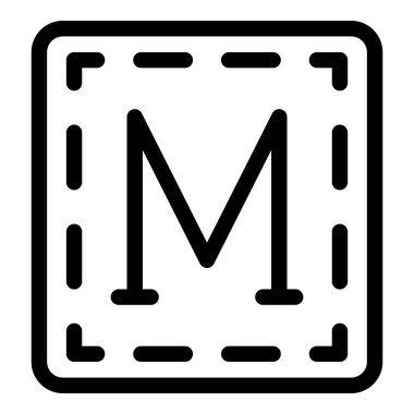 Büyük harfin büyüklüğünü ölçme eylemini temsil eden siyah ana hat simgesi