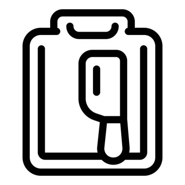 Kesme tahtasının üzerinde duran bir bıçak çizimi, mutfak güvenliği ve yemek hazırlığını vurguluyor