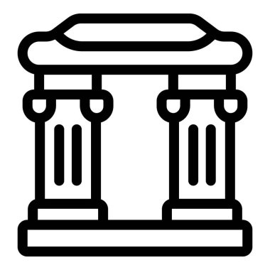 Antik Yunan mimarisini temsil eden basit bir simge, karakteristik sütunları ve antablosu klasik stili çağrıştırıyor.