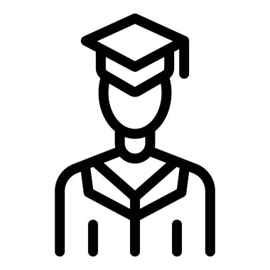 Mezuniyeti kutlamak için kep ve cübbe giyen yüksek lisans öğrencisi