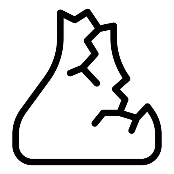 stock vector Line art icon of a broken chemical flask, symbolizing a failed experiment in a chemistry lab