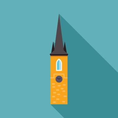 Bir kilise kulesinin basit, düz bir tasarımı. Uzun bir gölge bırakıyor. İbadet yeri ya da turistik bir mekanı temsil etmek için mükemmel.