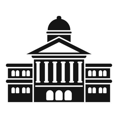 Sütunları olan bir parlamento binasının siyah beyaz simgesi