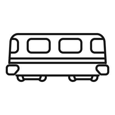 Tren raylarında giden bir yolcu vagonunun basit sanat simgesi