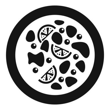 Somon, patates ve dereotlu kremalı çorba resmedilen siyah beyaz ikon geleneksel bir finniş tarifidir.