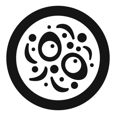 Mikroskop altında görülen siyah ve beyaz bakteri simgesi