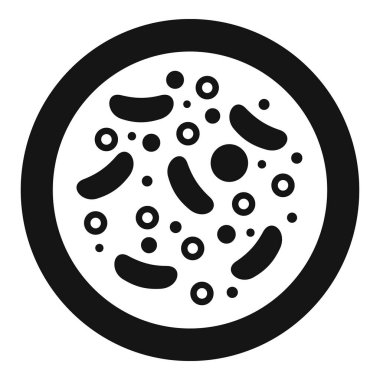 Farklı şekil ve boyutlarda büyüyen ve çoğalan bakterileri gösteren bir petri kabının siyah ve beyaz çizimi