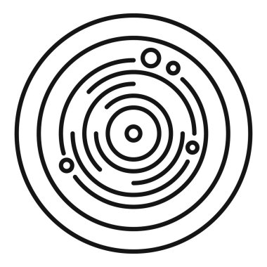 Güneş sistemi modelinin basit çizimi. Güneş etrafında dönen gezegenler.