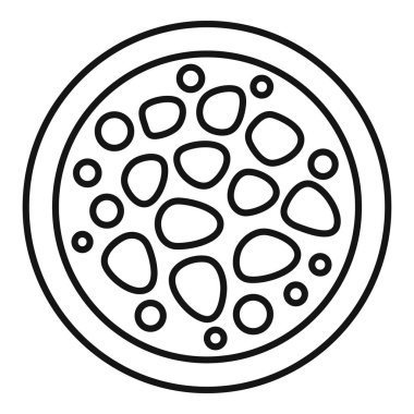 Birden fazla büyüyen bakteri kolonileri içeren bir petri kabının çizgi sanat simgesi