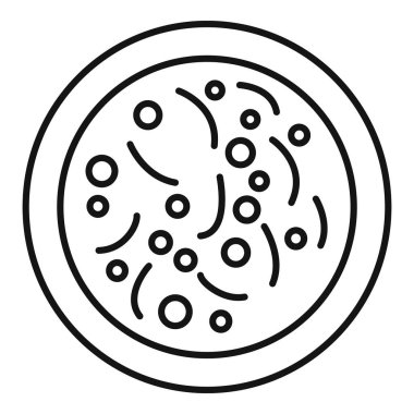 Kültür ortamında büyüyen bakterileri gösteren bir petri kabının çizgi çizimi