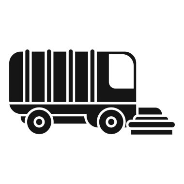 Dönen fırçalı bir sokak temizleme makinesinin siyah simgesi, kenar görünümü