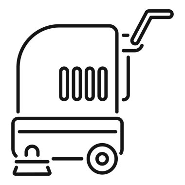 Profesyonel kullanım için bir temizlik makinesi tasvir eden çizgi sanat simgesi, hijyen ve hijyen