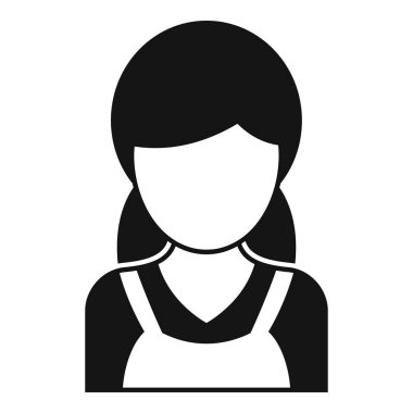 Önlük giymiş basit bir temizlikçi kadın simgesi.