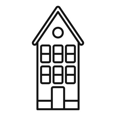 Tuğladan bir binayı temsil eden basit siyah beyaz çizgi resim simgesi