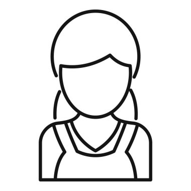 Çizgi sanat avatar simgesi boş yüzlü genç bir kadın, karakter tasarımı için ideal.