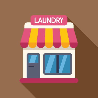 Bir çamaşırhane binasının vitrin simgesi.