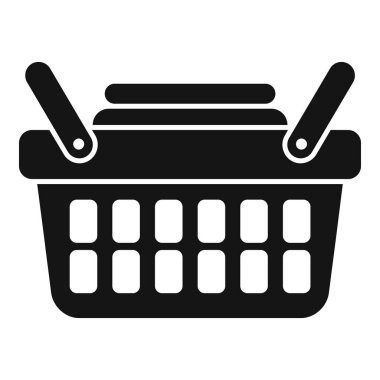 Alışveriş sepeti dolusu siyah siluet. İnternet ve baskı için ideal.