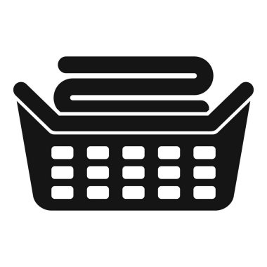 Bu ikon, ev işlerini ve çamaşır günlerini tasvir etmek için mükemmel temiz giysilerle dolu bir çamaşır sepetini temsil ediyor.
