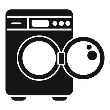 İçinde kabarcıklar olan açık bir kapı sunan basit bir çamaşır makinesi simgesi