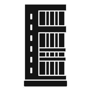 Modern bir binanın balkon ve pencereleri gösteren basit bir simgesi
