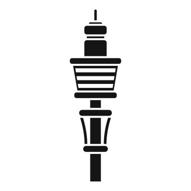 Havaalanındaki hava trafiğini yöneten kontrol kulesinin siyah beyaz simgesi