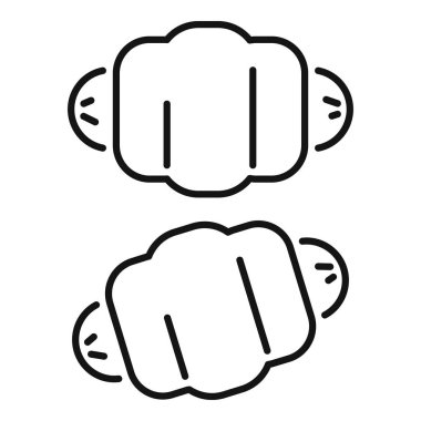 Çizgi resim simgesi seti iki farklı açıdan solunum vanalı bir solunum maskesi gösteriyor