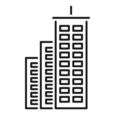 İş alanı oluşturan üç binadan oluşan basit bir çizgi sanat simgesi