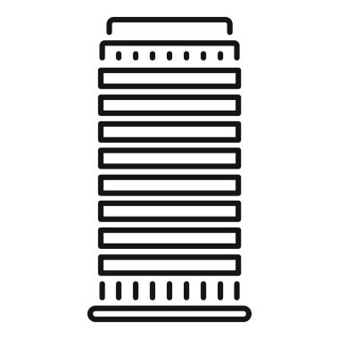 Birçok penceresi olan, mimari, şehirler ve gayrimenkul projeleri için mükemmel modern bir binanın basit siyah beyaz çizgi simgesi