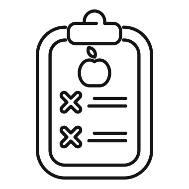 Panoda elma ikonu ve kutular ile sağlıklı bir yemek planı gösteriliyor.