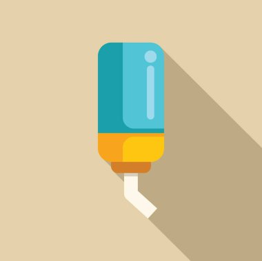 Evcil hayvan su dağıtıcısının basit bir simgesi. Uzun gölgesi var. Evcil hayvan dükkanı ve hayvan bakım siteleri için ideal.