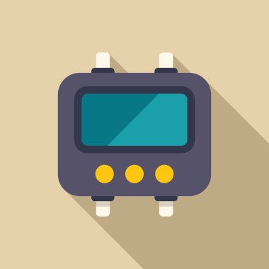 Düğmeli elektronik aygıt ve düz tasarım biçiminde bilgi gösteren bir ekran