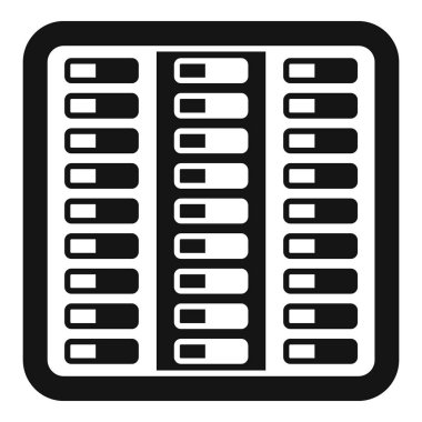 Sunucu odasının sunucu ve veritabanlarını gösteren siyah beyaz simgesi