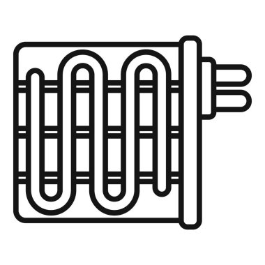 Elektrik ısıtıcısının çizgi sanat simgesi soğuk hava koşullarında sıcaklık ve konfor sağlıyor