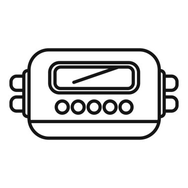 Düğmeleri olan elektronik cihaz ve basit bir satır sanatı tarzında verileri gösteren bir ekran