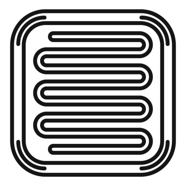 Yeraltı ısıtma sisteminin basit siyah beyaz simgesi kuruluyor