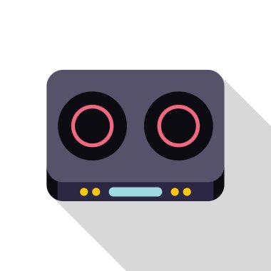 Modern elektrikli soba üst görünümü ile iki sıcak tabak çalışıyor, mutfak ekipmanları çizimi