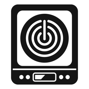 Güç düğmesini gösteren dijital kontrol paneli olan modern indüksiyon ocağı, minimalist mutfaklar için ideal.