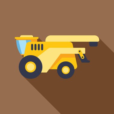 Sahada hasat biçen bir biçerdöverin minimalist çizimi, tarım makineleri konsepti