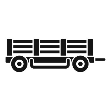 Beyaz arka planda duran boş bir çiftlik römorkunun siyah silueti