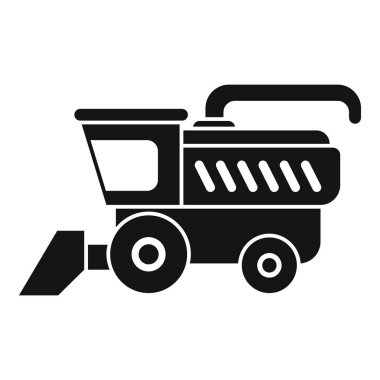 Tarlada buğday toplayan bir tarım makinesinin siyah katı simgesi