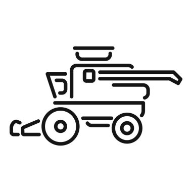 Tarla ikonu ve tarım konsepti üzerinde tahıl hasat eden hasatçıyı birleştirin