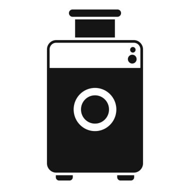 Mutfak tezgahında duran modern bir gıda işlemcisinin siyah beyaz silueti.